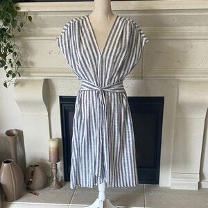 Max Studio Striped V Neckline Casual Dress
